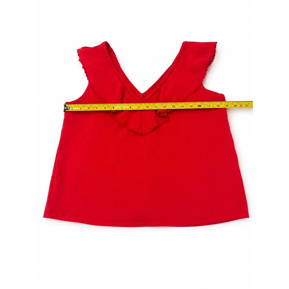 Sezane Red Ruffled V-Neck Tank Top - Picture 8 of 9
